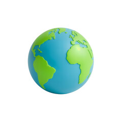 Fototapeta premium Stylized 3D Globe with Vivid Continents and Oceans on Transparent Space Background Presentation