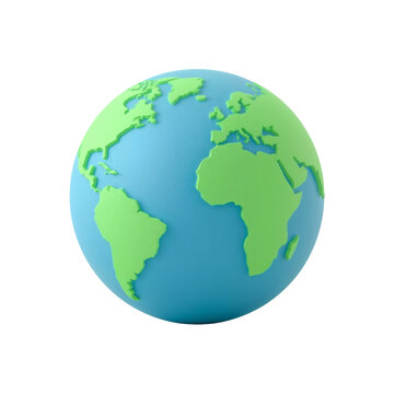 Three-dimensional Earth globe with raised continents ideal for graphics and presentations with a