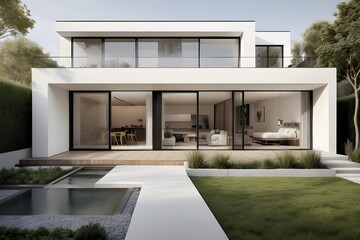 modern home entrance 3d render of modern building