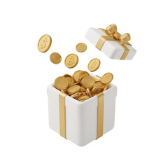 Conceptual depiction of wealth overflowing a gift box conveying financial prosperity