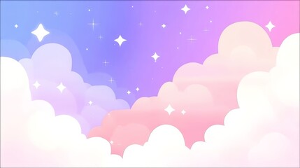 Fototapeta premium A dreamy animated sky with pastel gradient colors, twinkling stars,