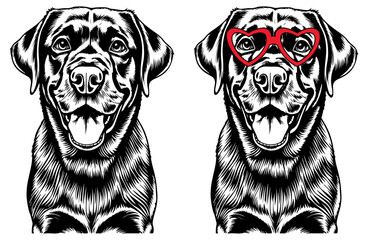 Black Labrador Dog Breed Heart Sunglasses