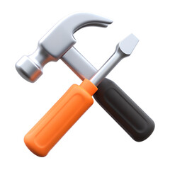 hammer and screw 3d render