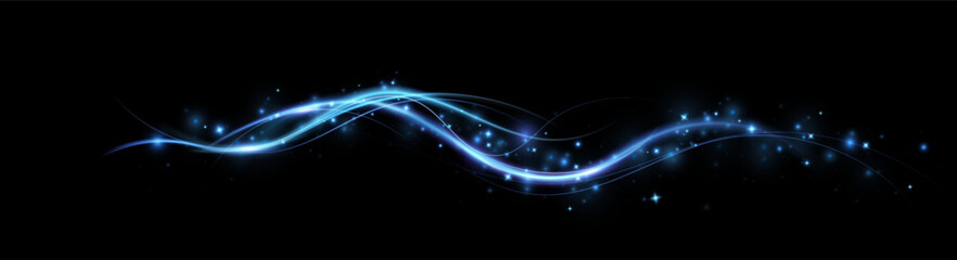 Bright blue glowing curved line with magic light effect.
