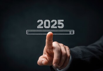A hand touches a 2025 loading bar