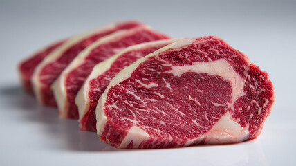 Fototapeta premium 牛リブロース薄切り肉の重なり質感