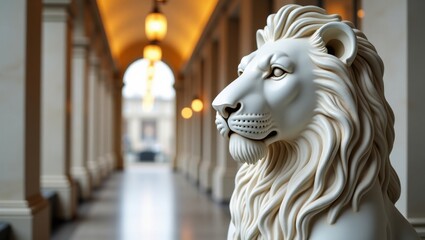 Majestic Marble Lion: Guardian of Strength, Pride, and Timeless Power