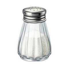 Classic Glass Salt Shaker with Silver Metal Lid and White Salt