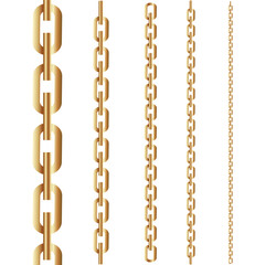 gold chains of different thicknesses. Vector illustration
