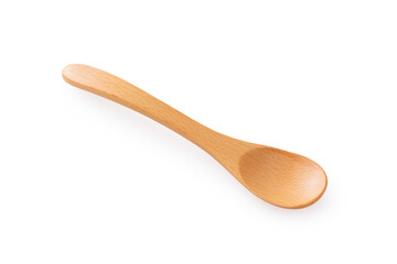 木のスプーン(白背景)　Wooden Spoon on White Background