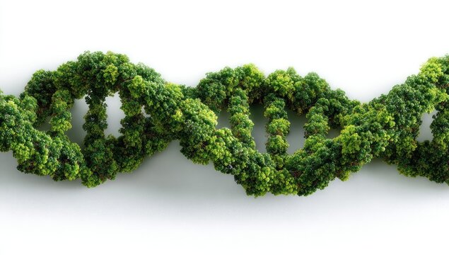 Green DNA helix on white background