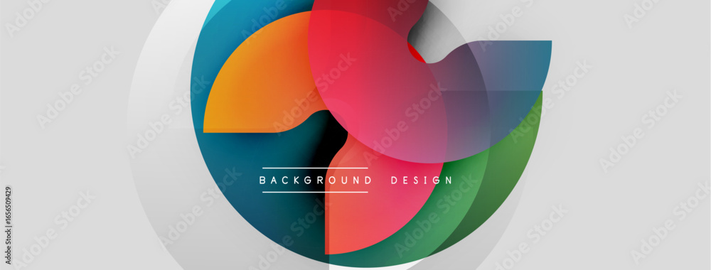 Poster abstract colorful circles overlap. modern design elements create dynamic visual impact. white backgr