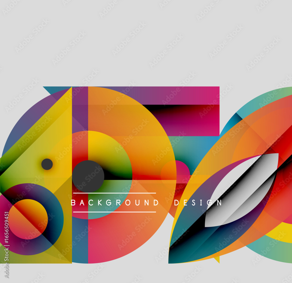 Poster abstract colorful shapes overlap. vibrant gradients create dynamic composition. modern design elemen