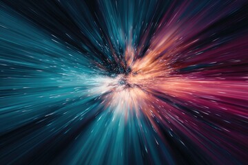 Cosmic explosion, streaks of light radiate outward