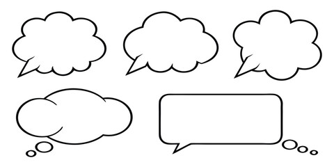 Black outline speech bubbles and thought bubbles comic