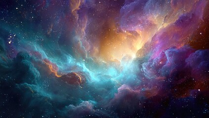 Fototapeta premium Vibrant nebula swirls in space