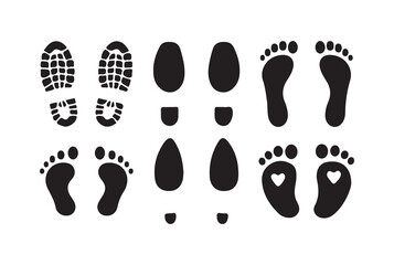 footprint human icon set. baby feet logo, Up footprint trail of human. Victor illustration eps10