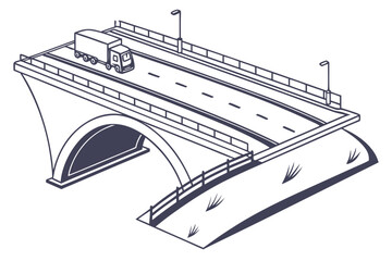 Truck on a highway bridge