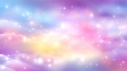 Obraz premium A fantastical sky filled with soft pastel colors, pink, blue, lavender, and gentle yellows,