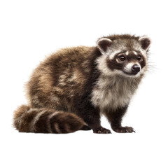 Obraz premium Olinguito (2013) raccoon-like mammal with fluffy fur, isolated on a transparent background. --v 7.0