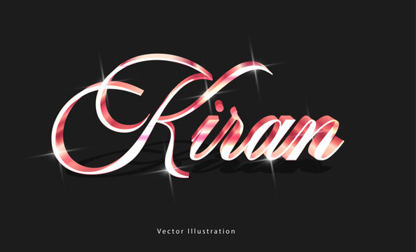 Kiran Name vector Graphics in Rose Gold