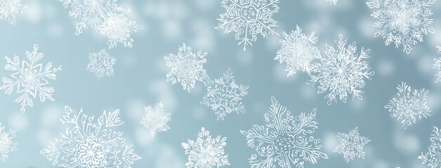 Winter snowflakes, light blue background