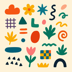 Abstract Organic Shapes & Floral Elements &ndash; Colorful Vector Pack on Light Background