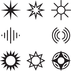 Obraz premium Diverse Graphic Icons Light, Sound, Energy Symbols