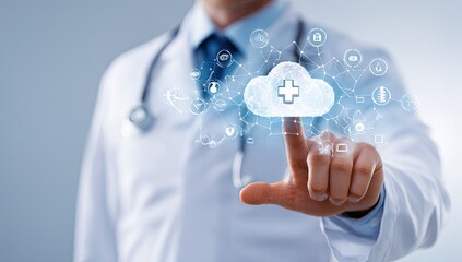 Doctor interacting with a digital health cloud