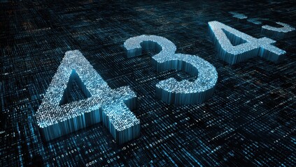 Digital numbers on a circuit board background