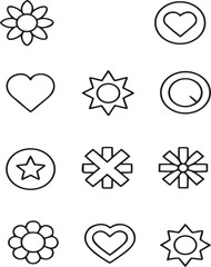 Simple Illustrations Floral, Heart, and Star Shapes