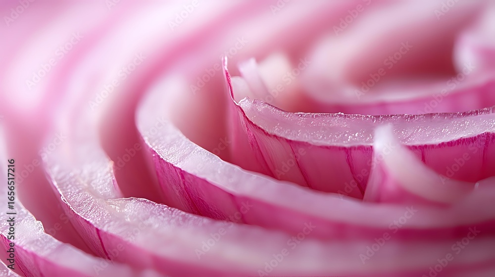Poster delicate pink rose petals in extreme macro photography showing soft curves and layers with dreamy bo