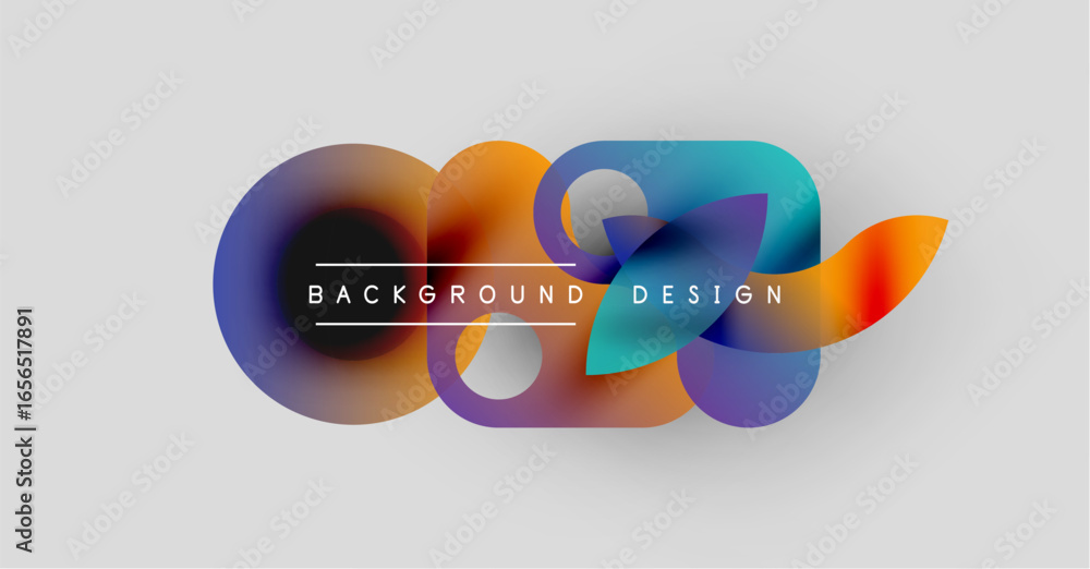 Poster abstract colorful design. overlapping shapes create dynamic visual effect. text reads background des