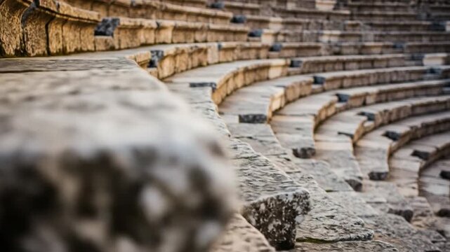 Ancient Roman Amphitheater Ruins in Close-Up - A Glimpse into History and Architecture