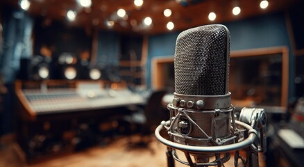 Recording studio microphone close-up