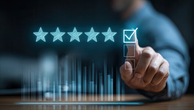 Businessperson selecting a high rating