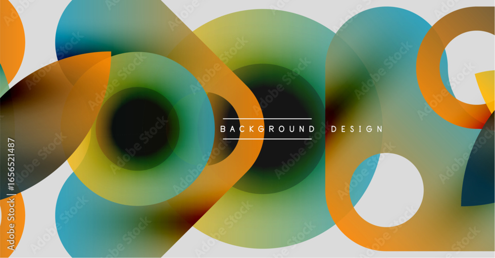 Poster abstract colorful circles overlap. modern design features gradients, smooth transitions, dynamic com