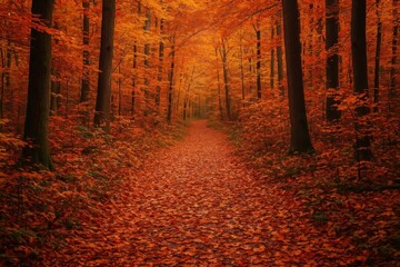 Serene autumn forest path beauty