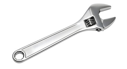 Adjustable spanner with metallic shine, isolated on white background