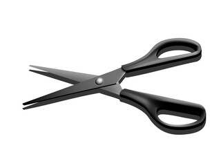 3D Realistic Open Scissors With Black Handles