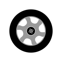 Car Wheel Icon with Rim