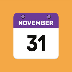 31 november calender icon text page monthly web design.