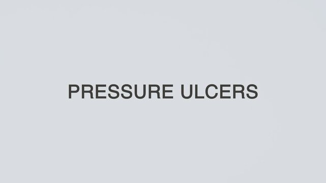 Pressure ulcers concept illustration illustrative word text diagnosed with hand holding stethoscope on white background for medical awareness and wound care