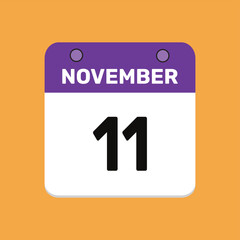 Obraz premium 11 november calender icon text page monthly web design.