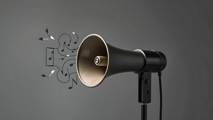 A vintage-style megaphone with abstract sound waves, representing communication and retro aesthetics.