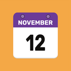 Fototapeta premium 12 november calender icon text page monthly web design.