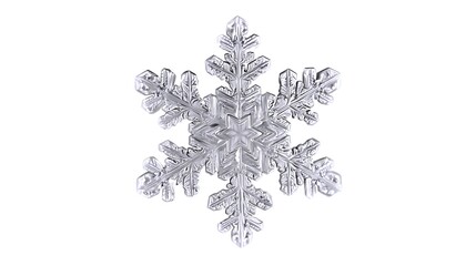 christmas snowflake slowly rotating isolated on white background