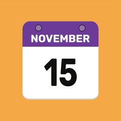 15 november calender icon text page monthly web design.