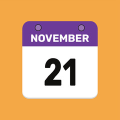 21 november calender icon text page monthly web design.