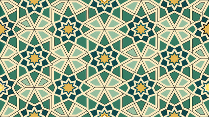 Fototapeta premium Geometric Islamic Pattern with Star Motifs and Repeating Designs